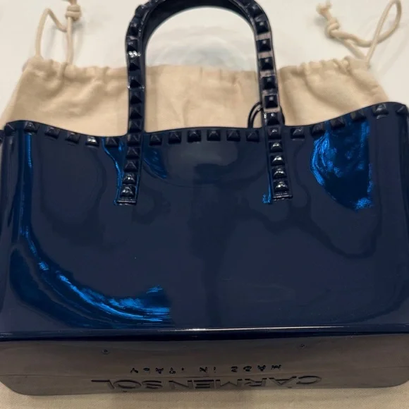 Carmen Sol NWT Navy Blue Women's Tote Bag - Picture 7 of 11